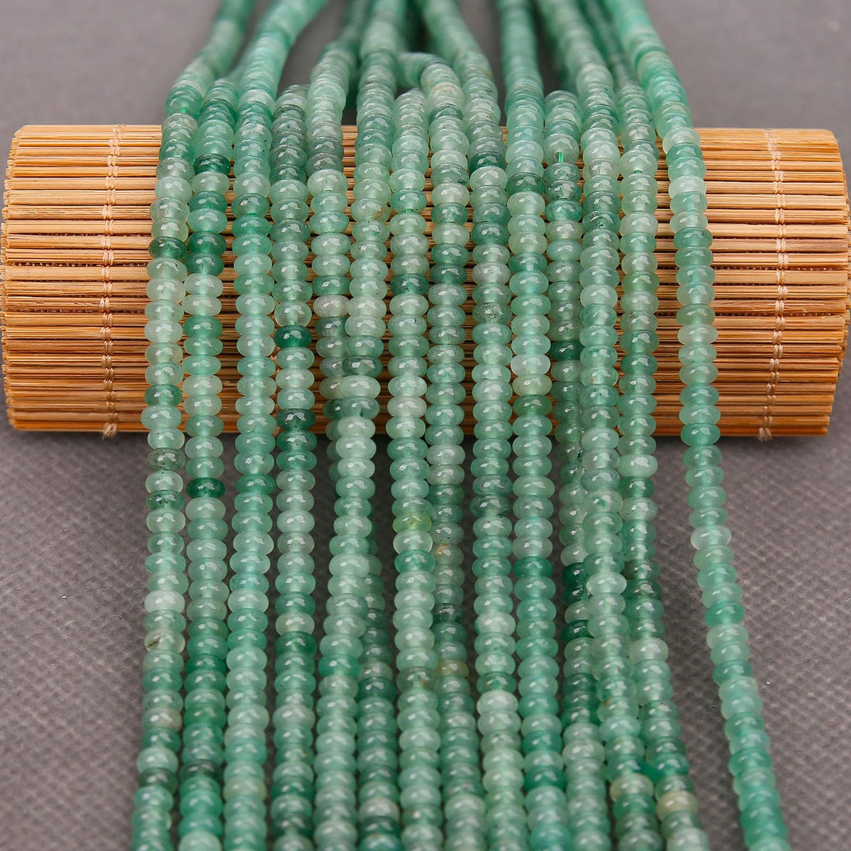 BONNY BOXX 1 Strand (150PCs) Natural 2 * 4mm Green Aventurine Rondelle Beads, Natural Abacus Disk Stone Beads Loose Spacer Gemstone for DIY Bracelet Necklace Jewelry Making