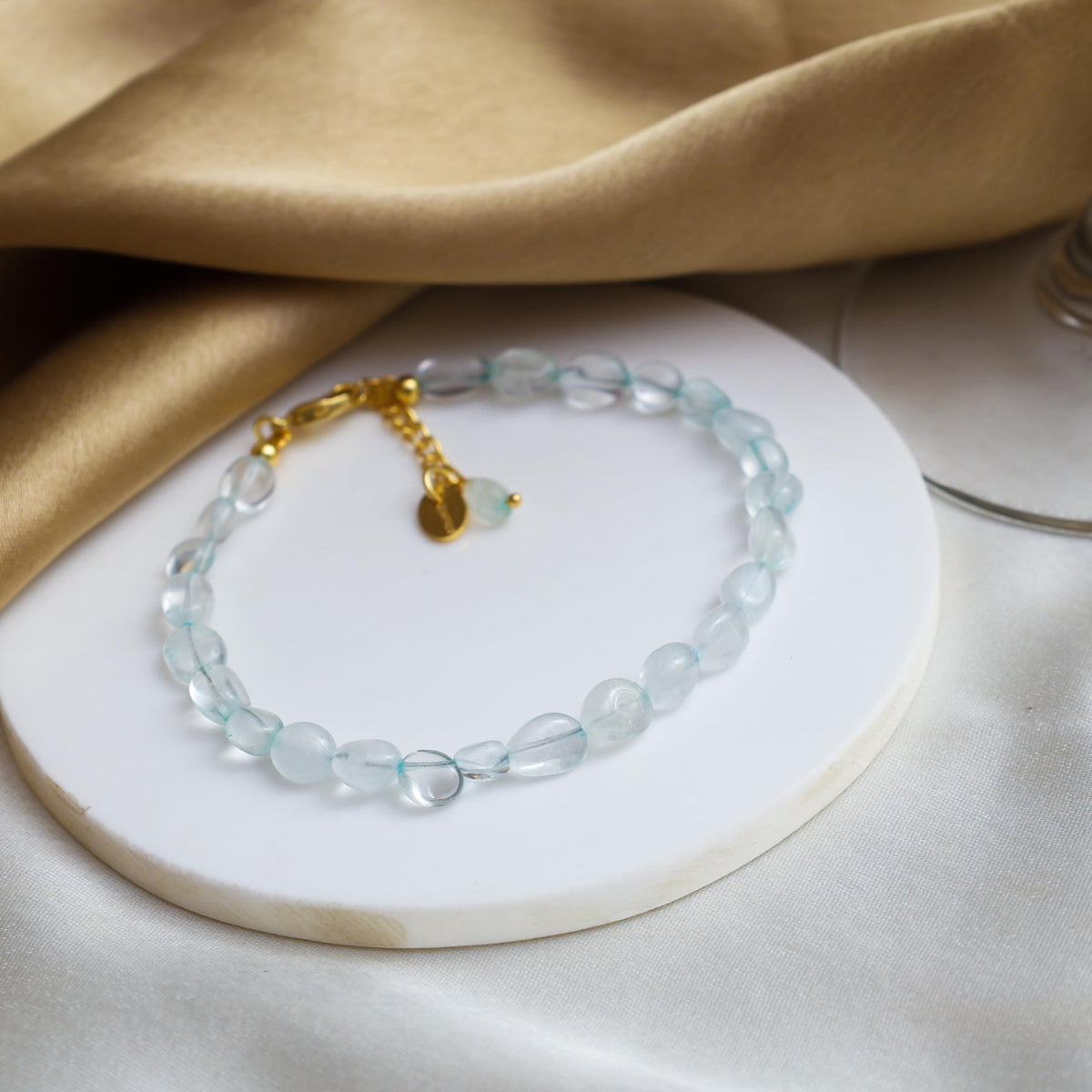 Gempires Blue Aquamarine Stone Bracelets March Birthstone Handmade Jewelry Hypoallergenic 8 Inch Statement Bracelets For Women