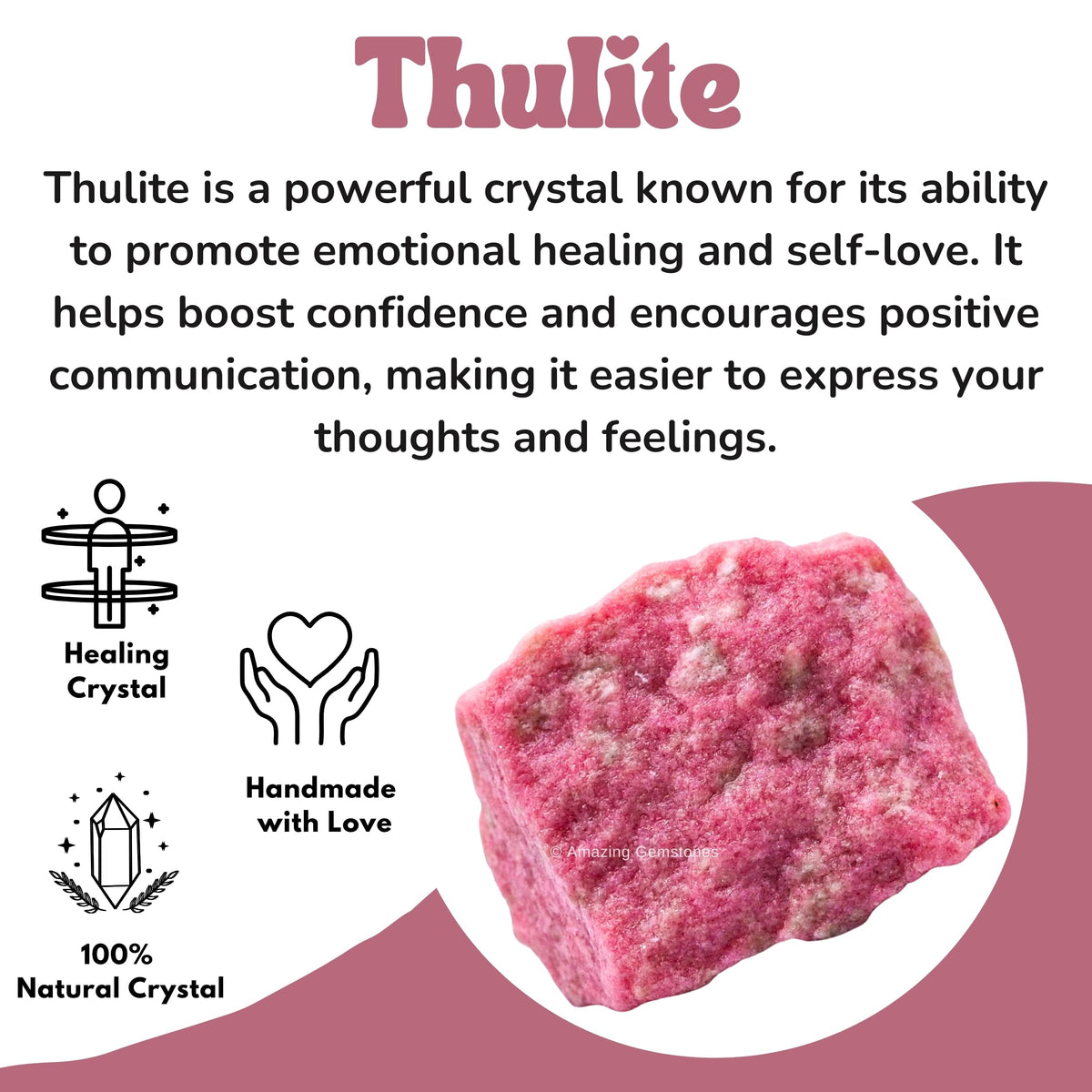 Amazing Gemstone Thulite Raw Crystals and Healing Stones, Natural Rocks for Tumbling and DIY Raw Stones and Crystals (2 Pieces)