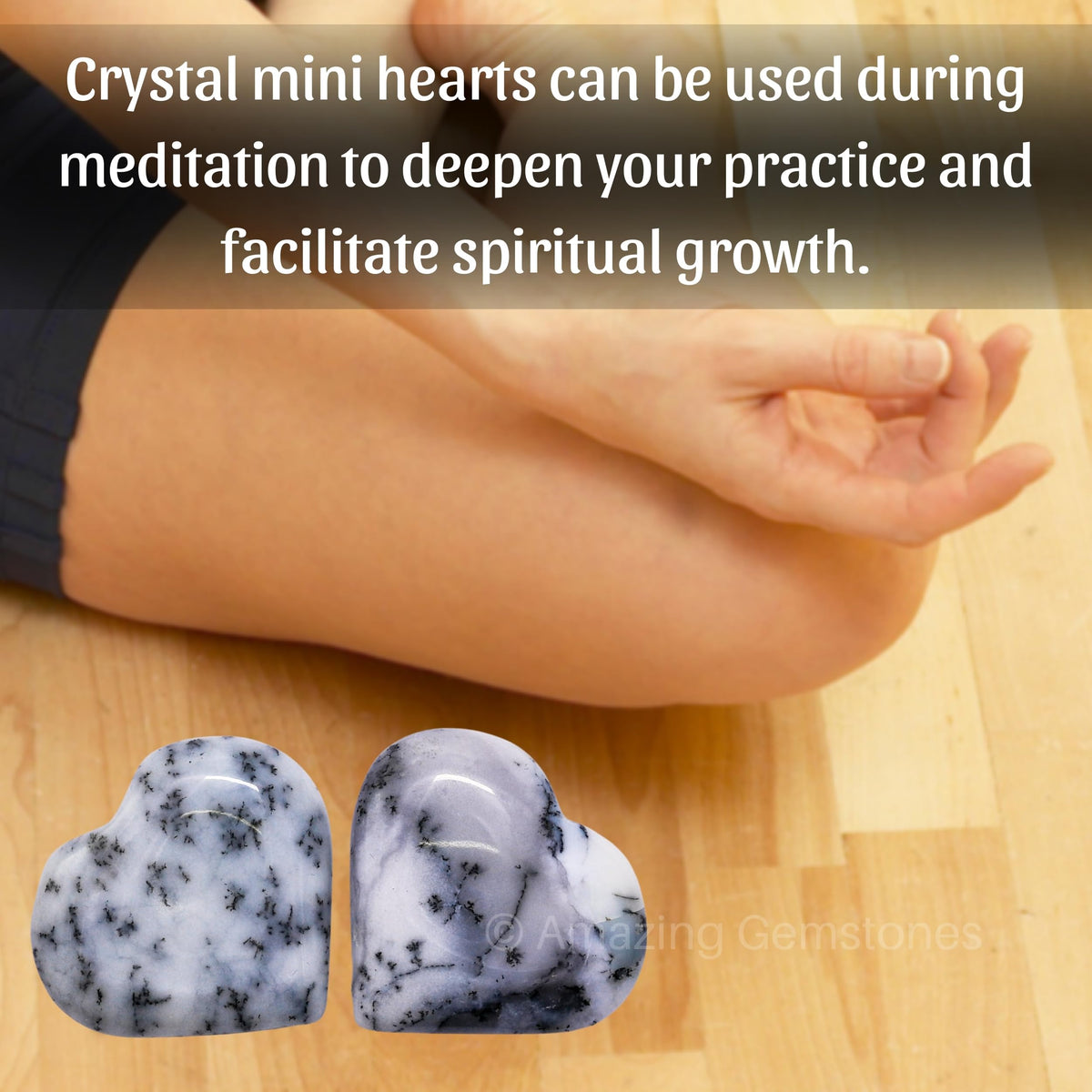 Amazing Gemstone Dendrite Opal Stone Heart - Pack of 2 Crystal Heart Stones Rocks - Corazones De Piedra Crystals and Healing Stones Heart Shaped Crystal - Stocking Stuffers Gifts