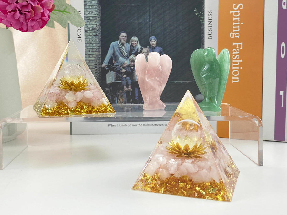 YATOJUZI 2.4" Healing Crystals Tower Rose Quartz Chakra Reiki Orgonite Gemstones for Attracts Lucky Positive Energy Love Suit for Meditation Accessories Birthday Gifts for Women Men
