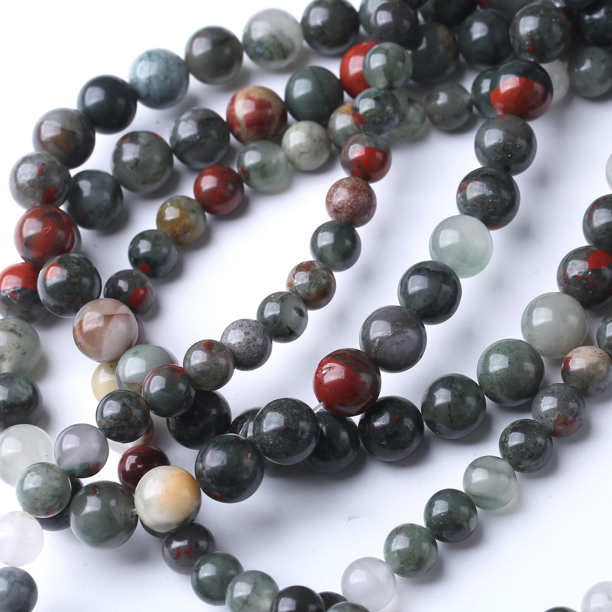 10MM African Bloodstone Round Loose Beads Natural Gem Beads Crystal Energy Stone Beads for Jewelry Making DIY Bracelet Necklace