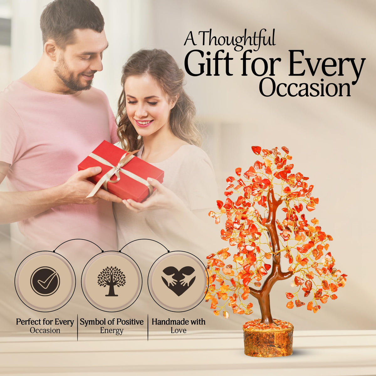 Carnelian Crystal Tree - Home Decor - Bonsai Tree - Tree of Life Decor - Spiritual Decor - Crystal Decor - Good Luck Gifts - Meditation Accessories - Money Tree - Desk Decor - Good Luck Charms
