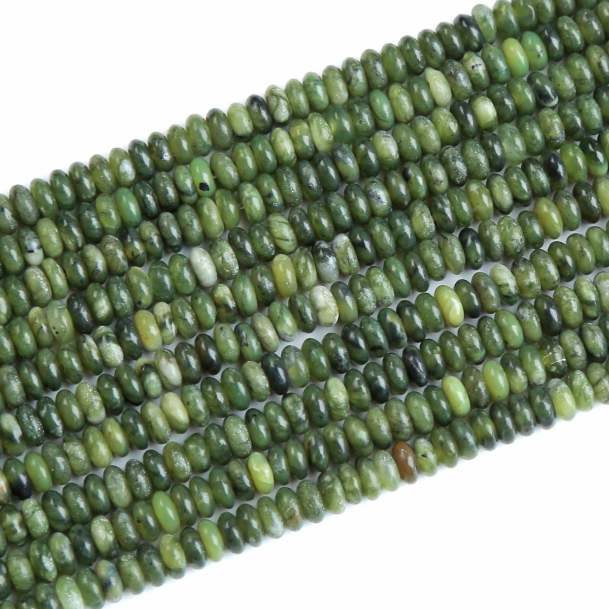 150PCS 2x4mm Natural Chinese Green Jade Rondelle Beads Abacus Disk Stone Beads Round Loose Spacer Gemstone Beads for DIY Bracelet Necklace Jewelry Making