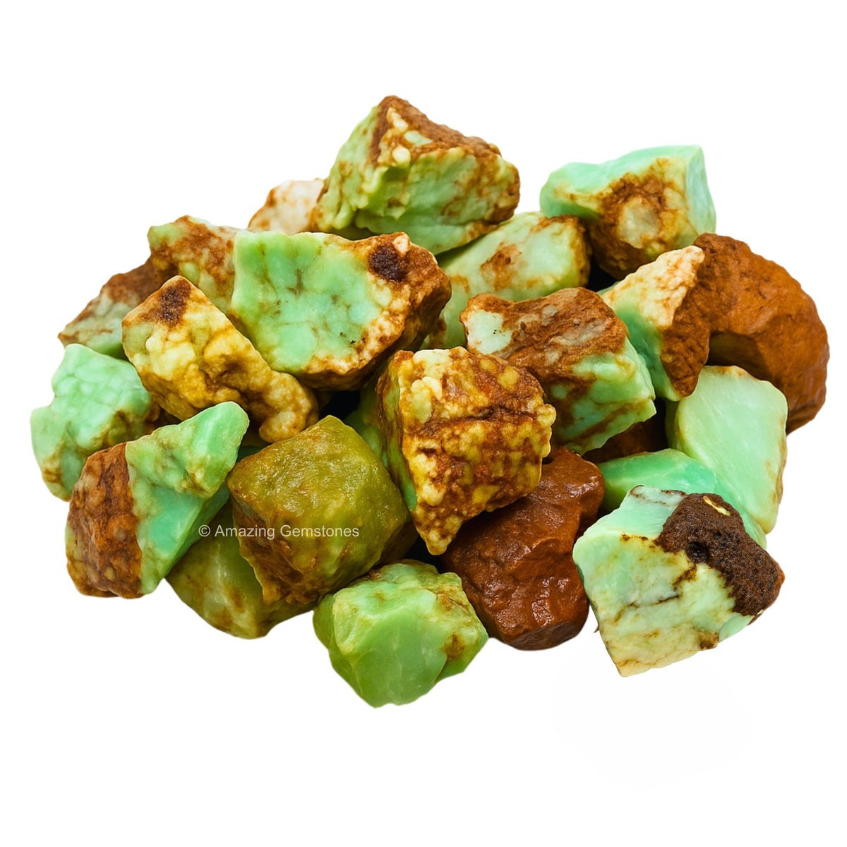 Amazing Gemstone Chrysoprase Raw Crystals and Healing Stones, Natural Rocks for Tumbling - DIY Raw Stones and Crystals, 2 Pieces