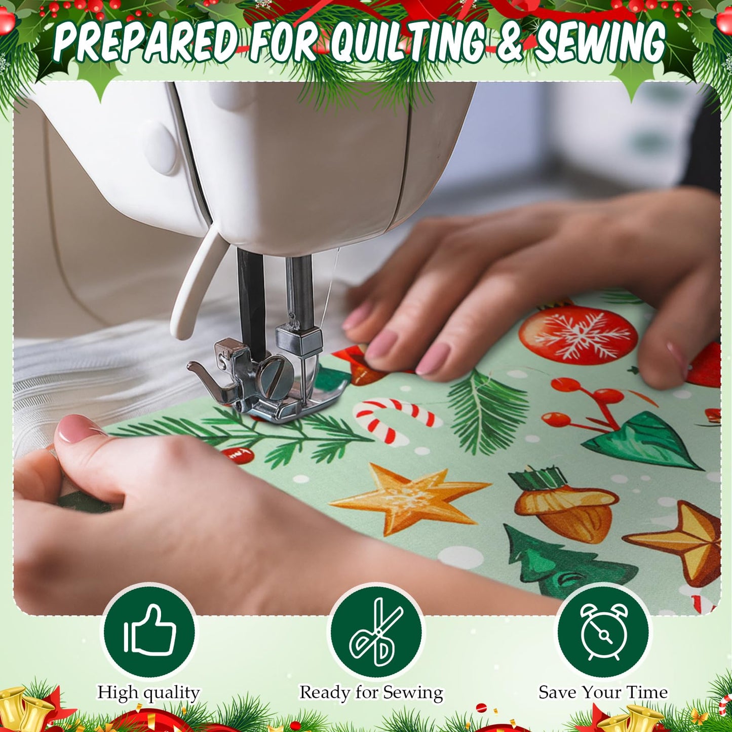 Tatuo 30 Pcs 10 x 10 Inches Christmas Cotton Fabric Bundle Squares Patchwork Floral Fabric Sewing Quilting Bundles Assorted Pattern Cloth for DIY Scrapbook Craft Making