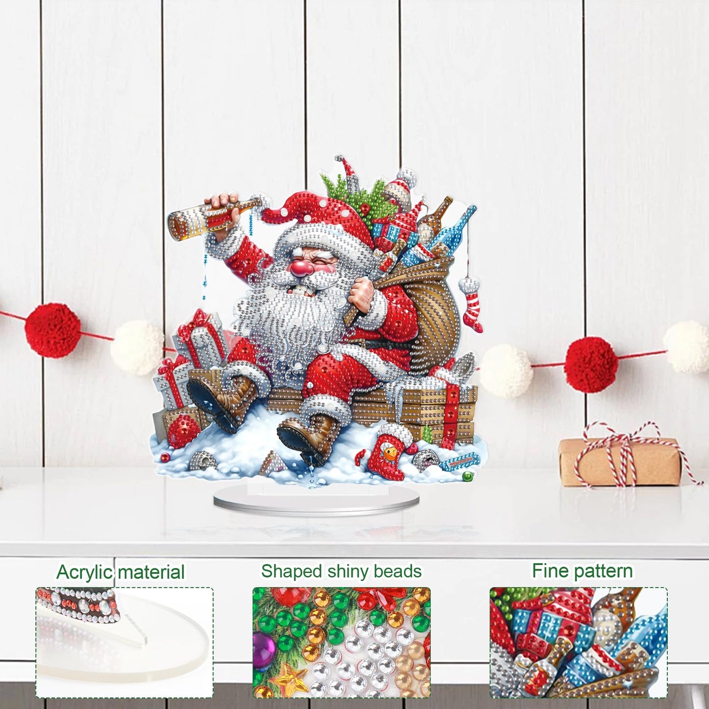 Diamond Painting Kit Christmas Desktop Ornaments, Special Shape Diamond Art Painting Kits Tabletop Ornaments for Adult Beginner, Diamond Art Ornament for Christmas Home Office Decor