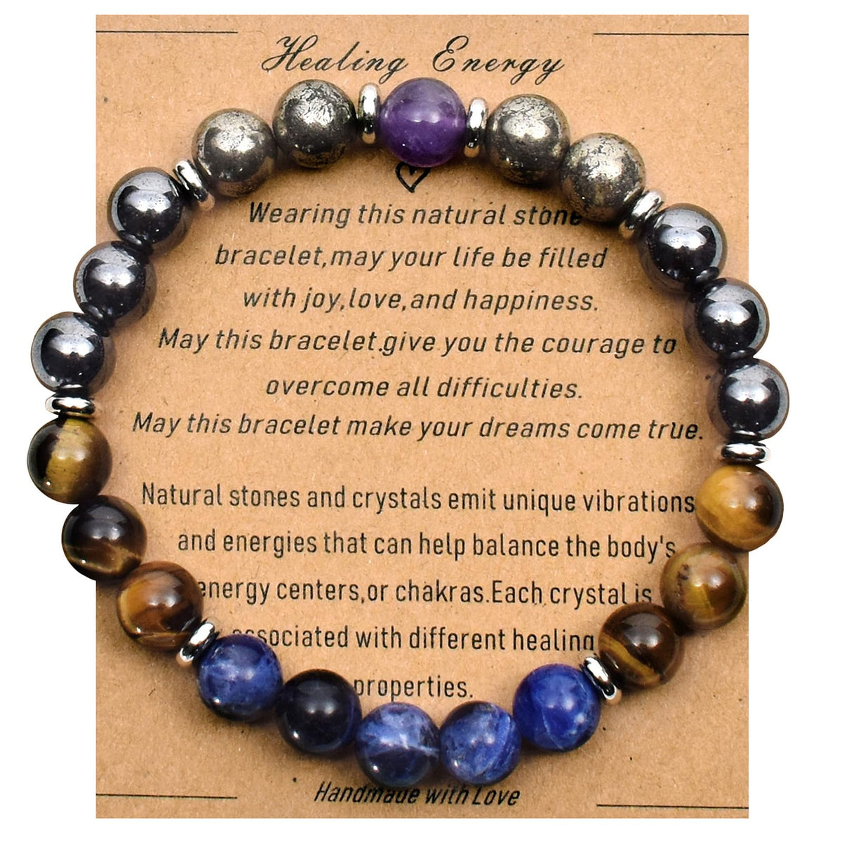 Ayriwoyi Men's Bracelet Healing Bracelet for Men Blue Stone Tiger Eye Hematite beaded Bracelets for Men Strength Bracelets for Women