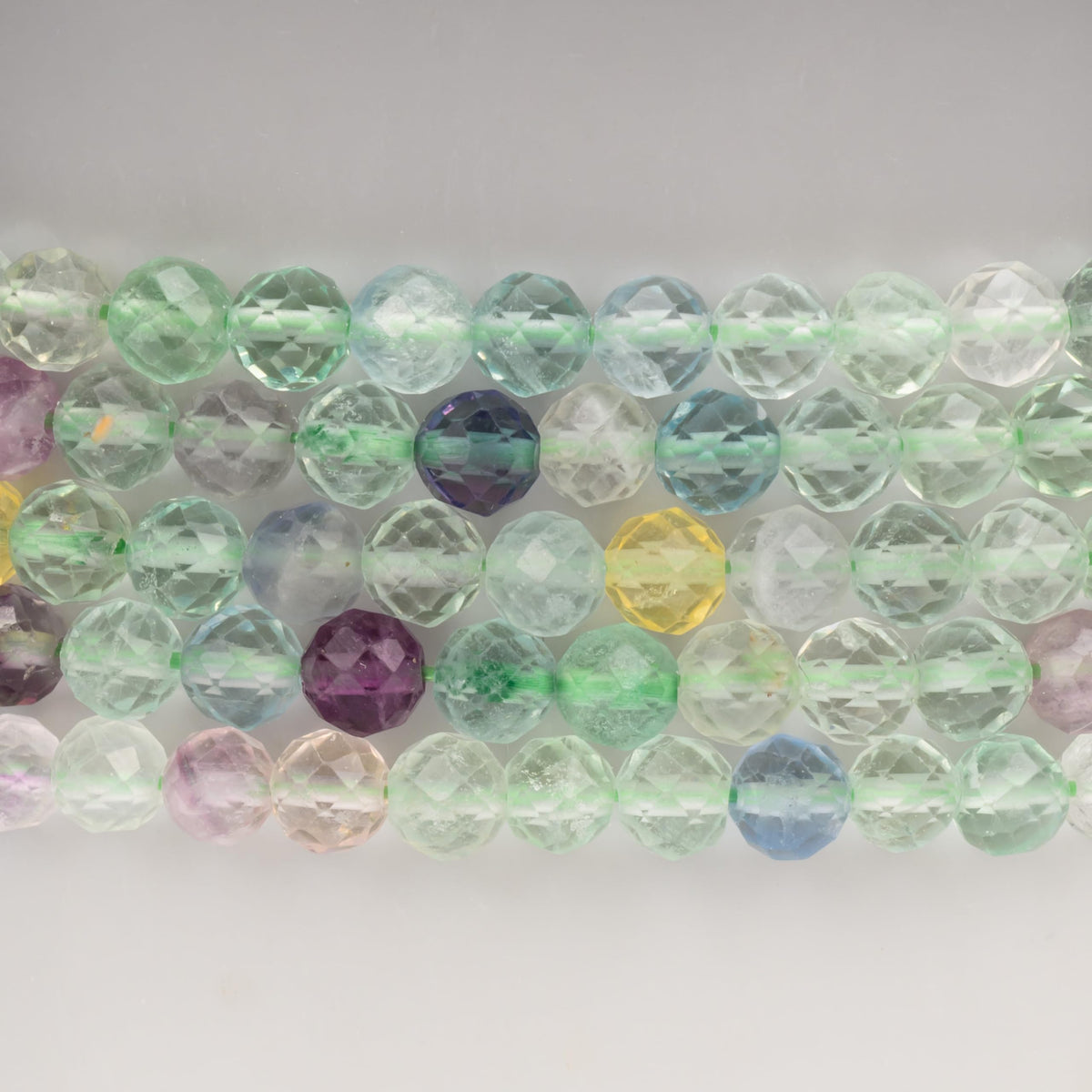 Angelstones Natural Fluorite Gemstone Small Beaded Stretch Bracelet, 4mm Faceted Round Beads, Crystal Healing Bracelet for Women