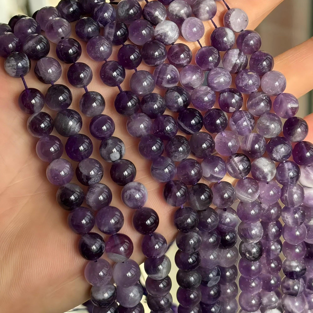 MJDCB Natural Dreamy Amethyst Beads Round Stone Beads DIY Loose Beads for Jewelry Making Beads 15" (8mm)