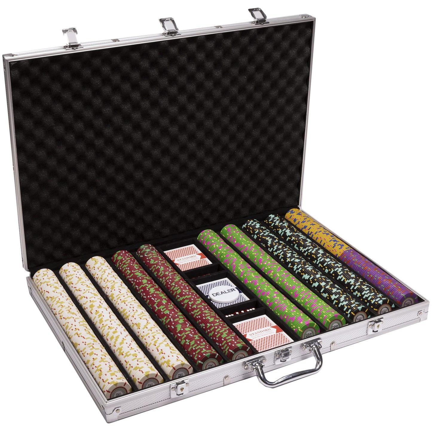 Claysmith Gaming 1,000 Ct The Mint Poker Set - 13g Clay Composite Chips with Aluminum Case, Playing Cards, & Dealer Button