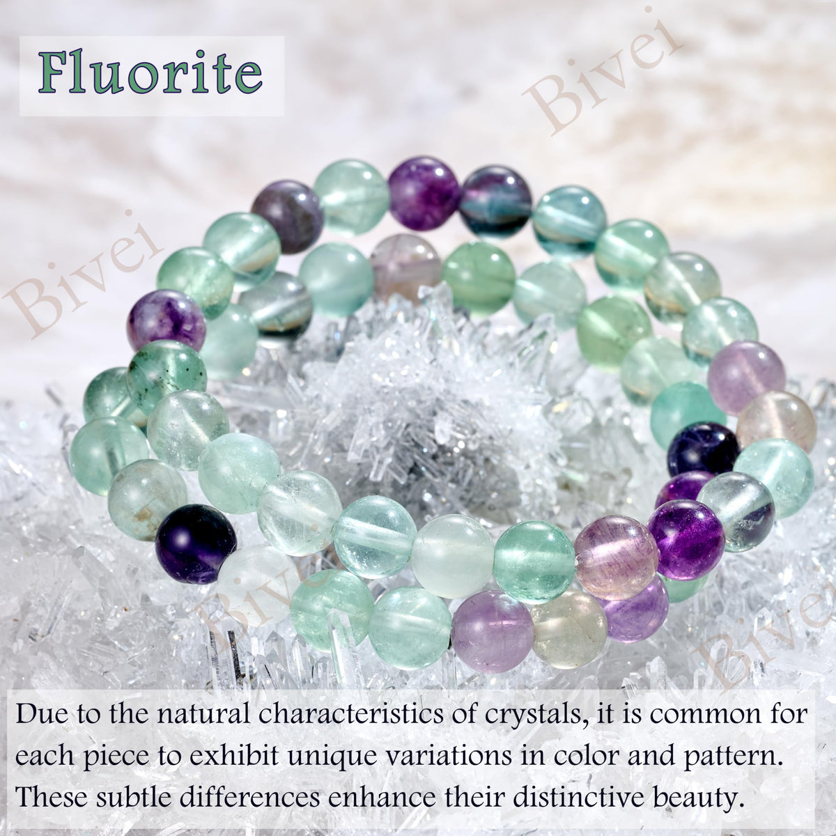 Fluorite - Clarity - 8mm Beaded Bracelets for Women Handmade Semi Precious Natural Stone Stretch Elastic Jewelry Yoga Protection Gifts
