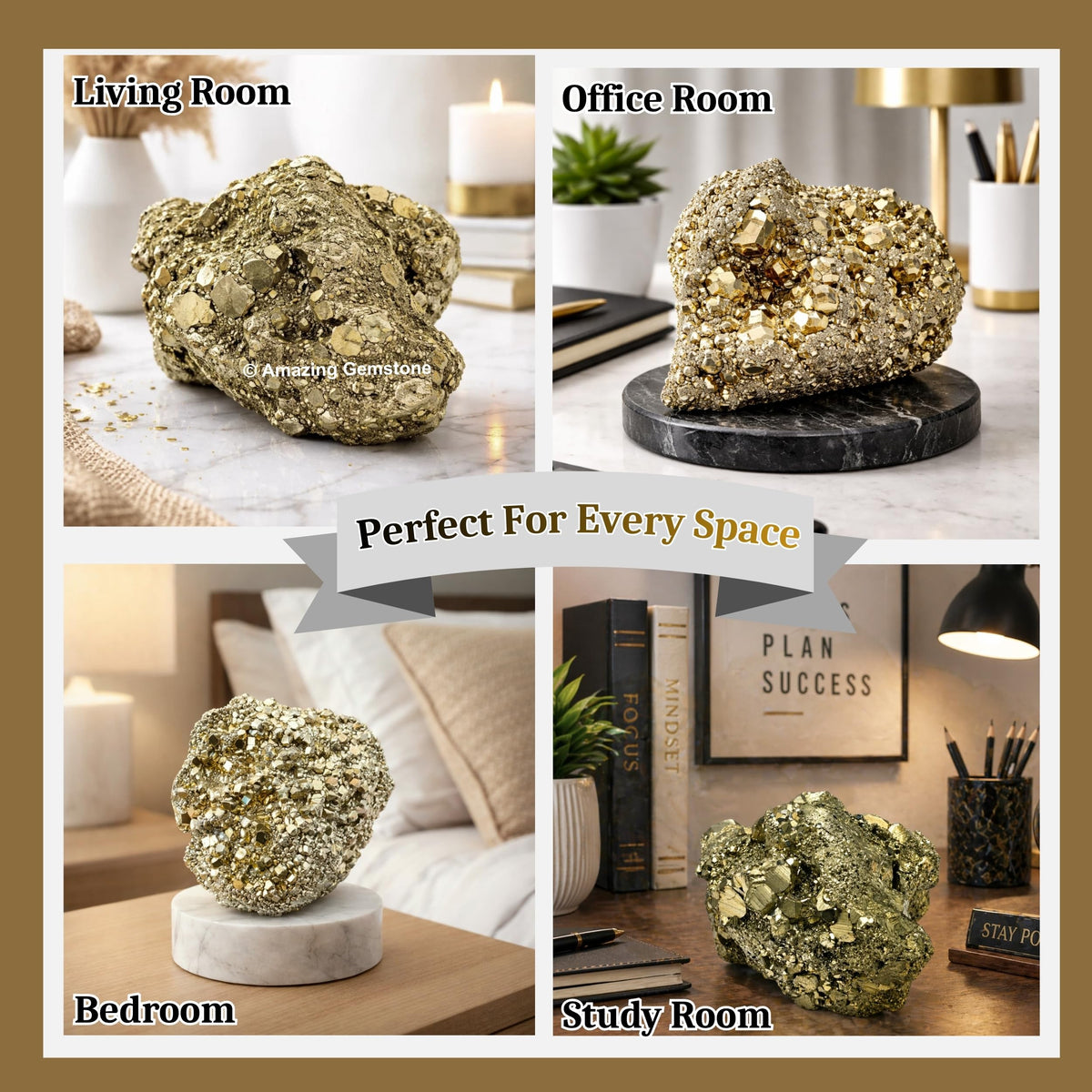 Amazing Gemstone Pyrite Crystal Stone Cluster Samples - Extra Large High Energy Natural Iron Pyrite Stone Pirita Piedra Original with Healing Properties (180-250 Gram)