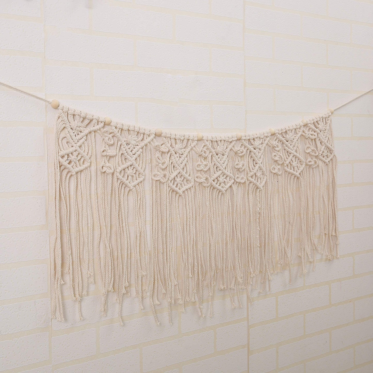 laddawan Macrame Garland Macrame Wall Hanging Nursery Wall Decor Boho Home Bohemian Bedroom Wedding Macrame Garland First Birthday Decor (B)