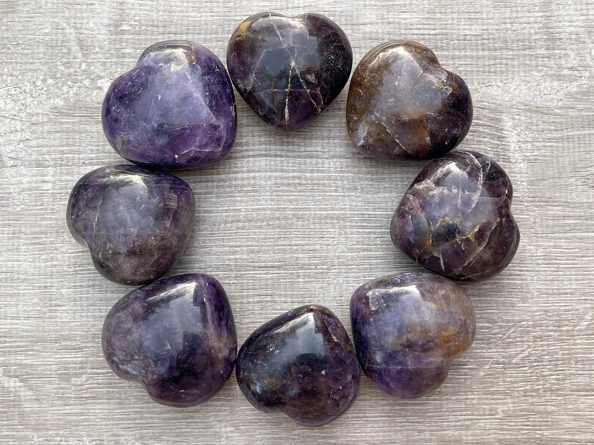 Amethyst Gemstone Hearts, Polished Amethyst Puffy Hearts, Amethyst Crystal Palm Stone, Amethyst Healing Crystal Hearts (1 Heart)