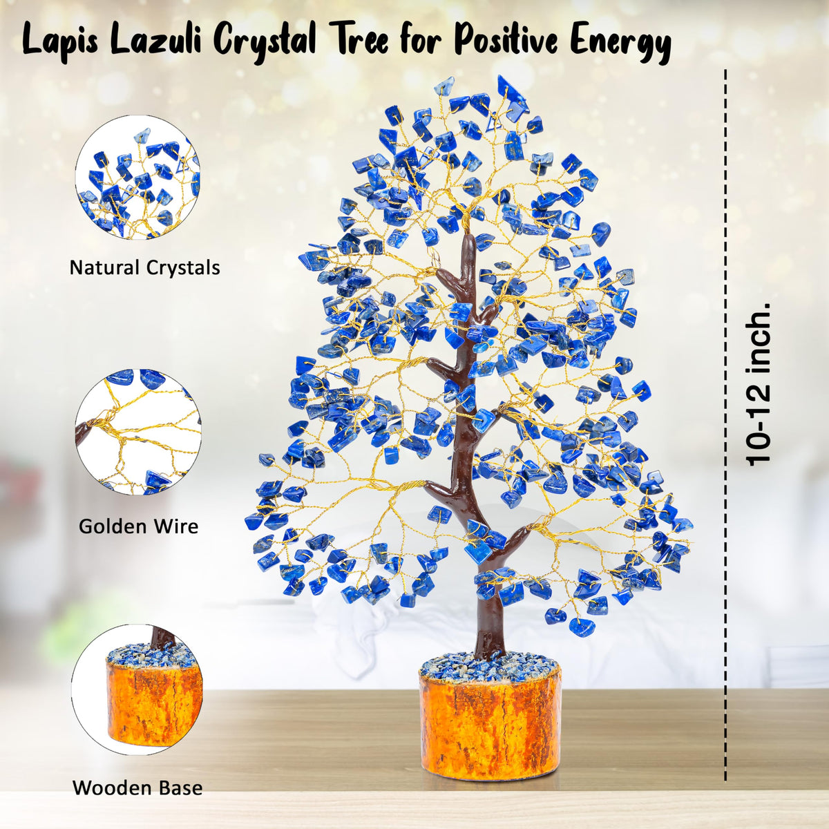 Crocon® Lapis Lazuli Crystals and Healing Stones Tree, Birthday Gifts for Women, Gifts for Mom Birthday, Crystal Tree for Positive Energy, Home Office Blue Decor, Spiritual Gift for Women & Men