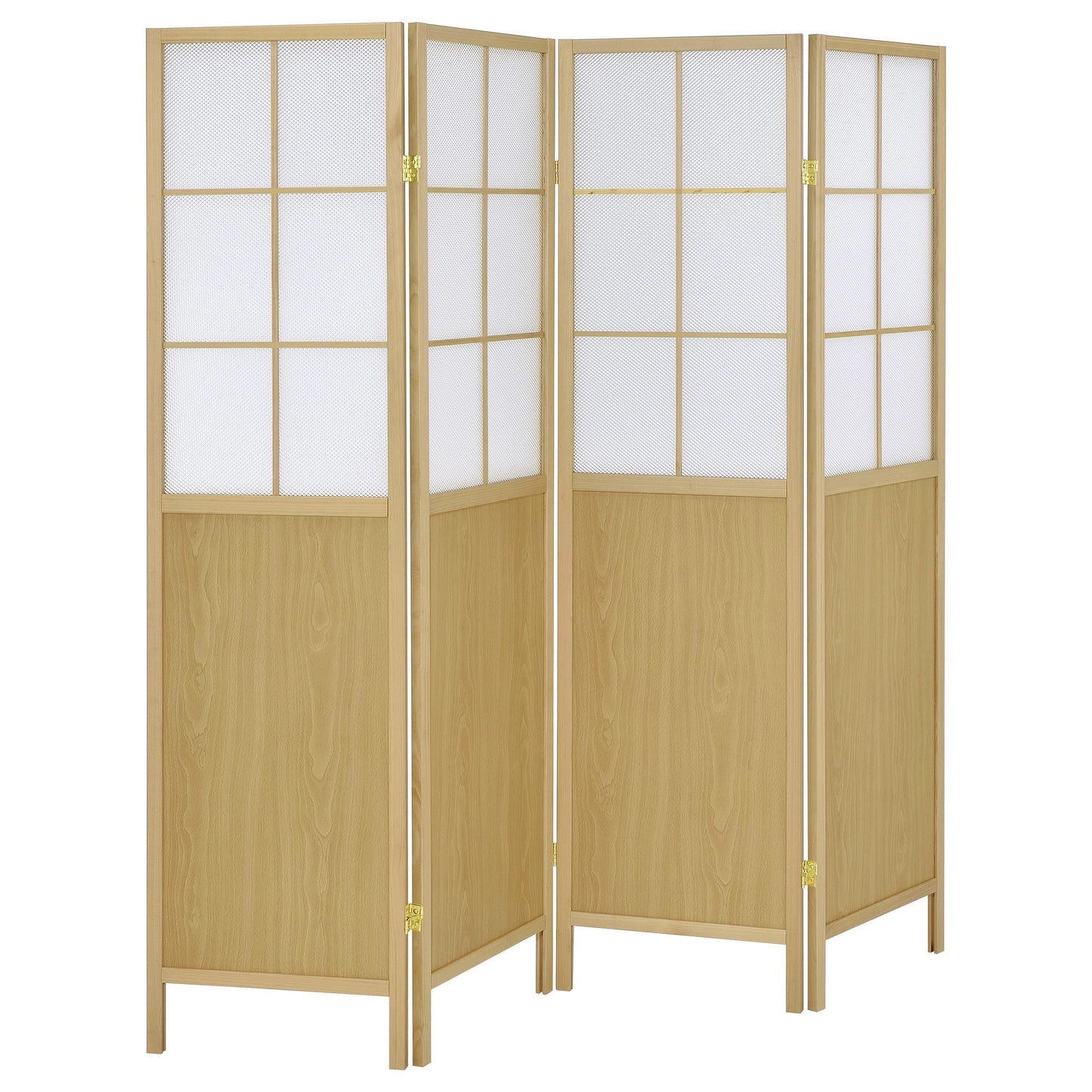 Coaster Home Furnishings Edwards 4-Panel Room Divider Folding Shoji Screen Natural