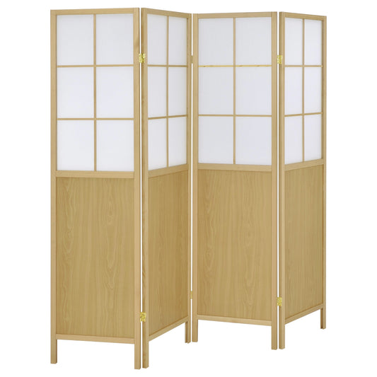 Coaster Home Furnishings Edwards 4-Panel Room Divider Folding Shoji Screen Natural