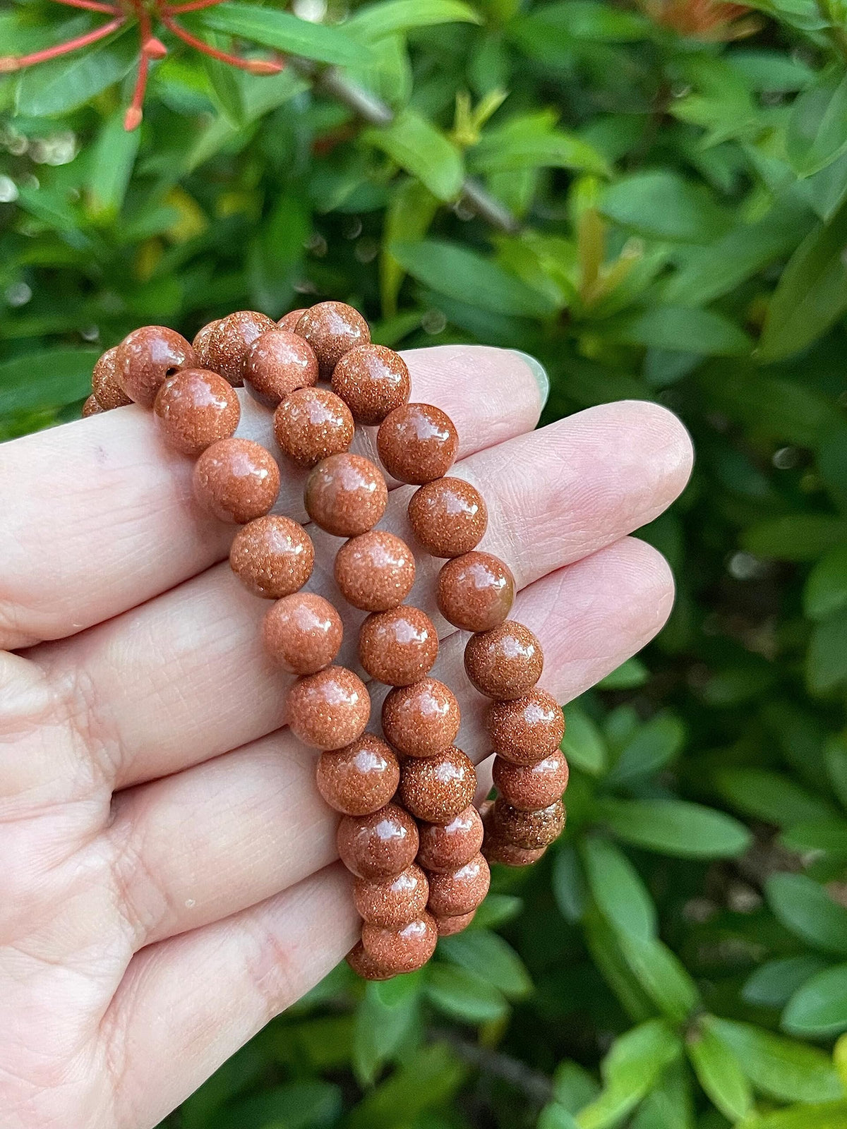 GAF TREASURES Red Goldstone Crystal Bead Bracelet 8mm, Genuine Red Goldstone Stretch Gemstone Bracelet, Healing Crystal Bracelet, Gift for Men & Women (1)