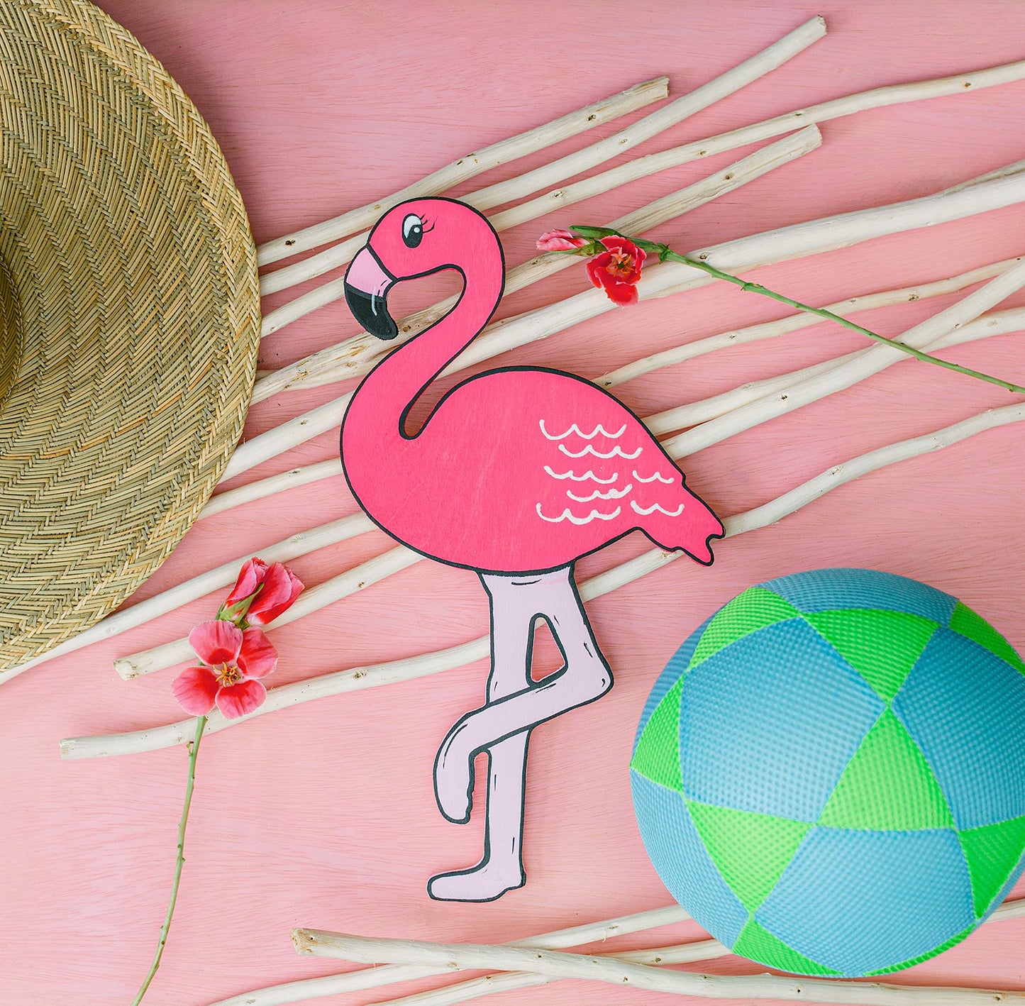 Unfinished Wooden Flamingo Cutout, 16", Pack of 1 Wooden Shapes for Crafts and Summer & Beach Decor and Crafting, by Woodpeckers