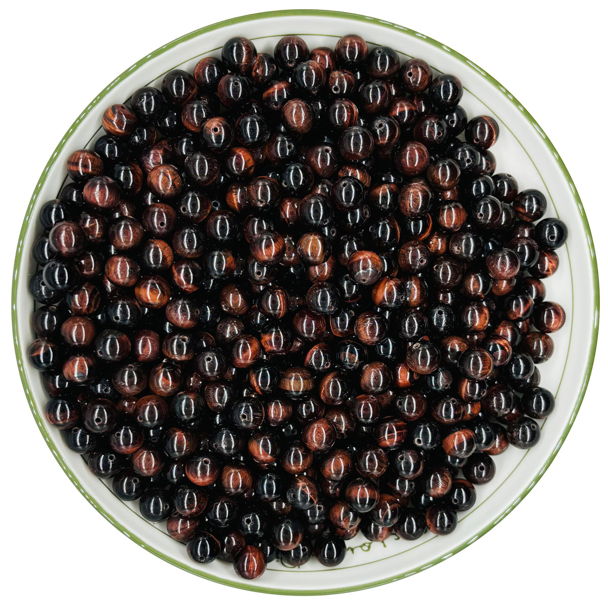 WHNKFB 10mm 50PCS Natural Red Tiger's Eye Round Beads, Smooth Polished Loose Gemstone Beads for Jewelry Making Craft - 4mm 6mm 8mm 10mm Options with Free Elastic Cord