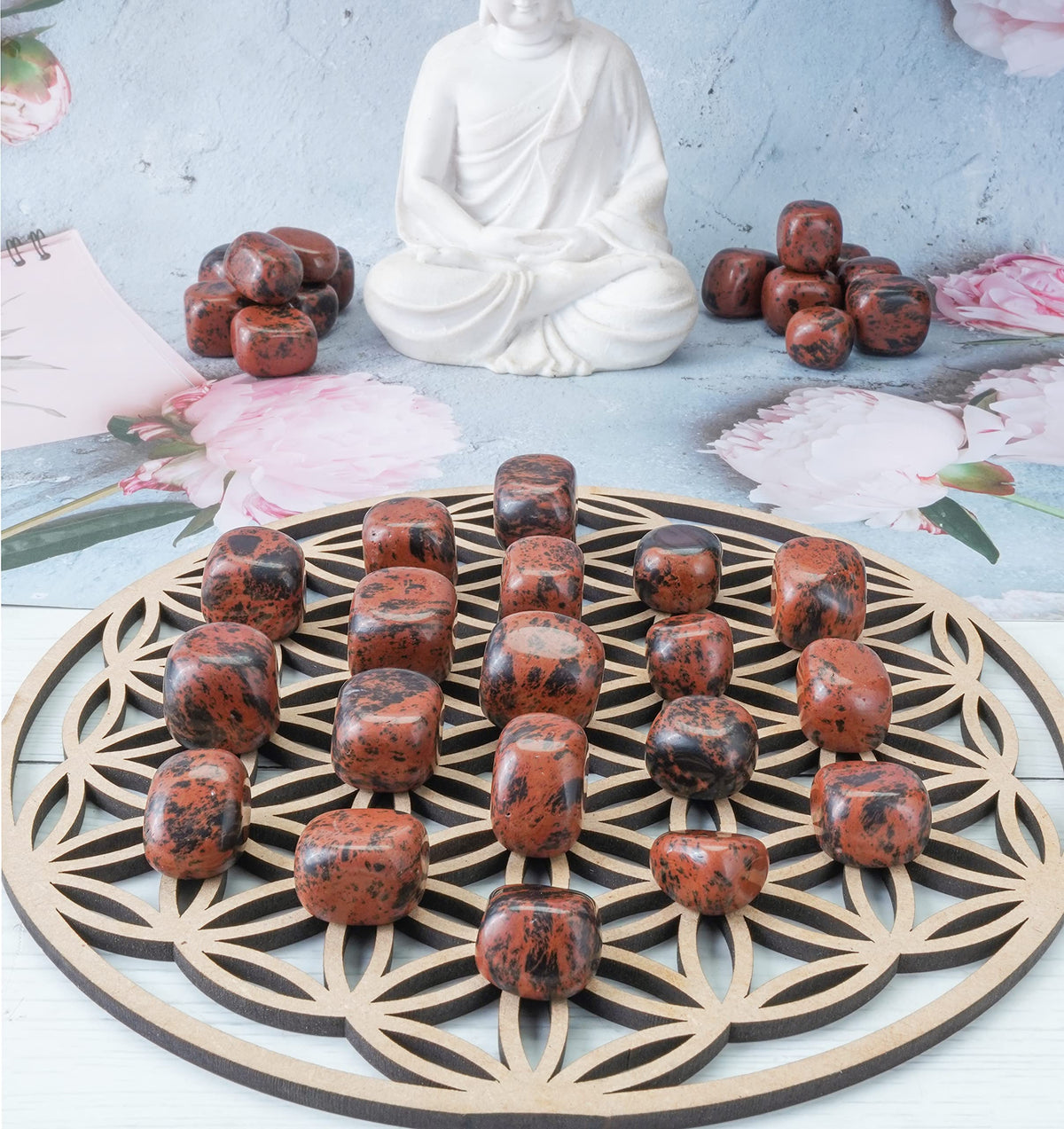 Crocon 1LB Mahogany Obsidian Tumbled Stones and Crystals Bulk 2000+ Carats Natural Crystal Kit for Reiki Healing Crystal Polished, Tumble Stones, Chakra Balancing, Gift, Home Decor Size : 20-25 mm