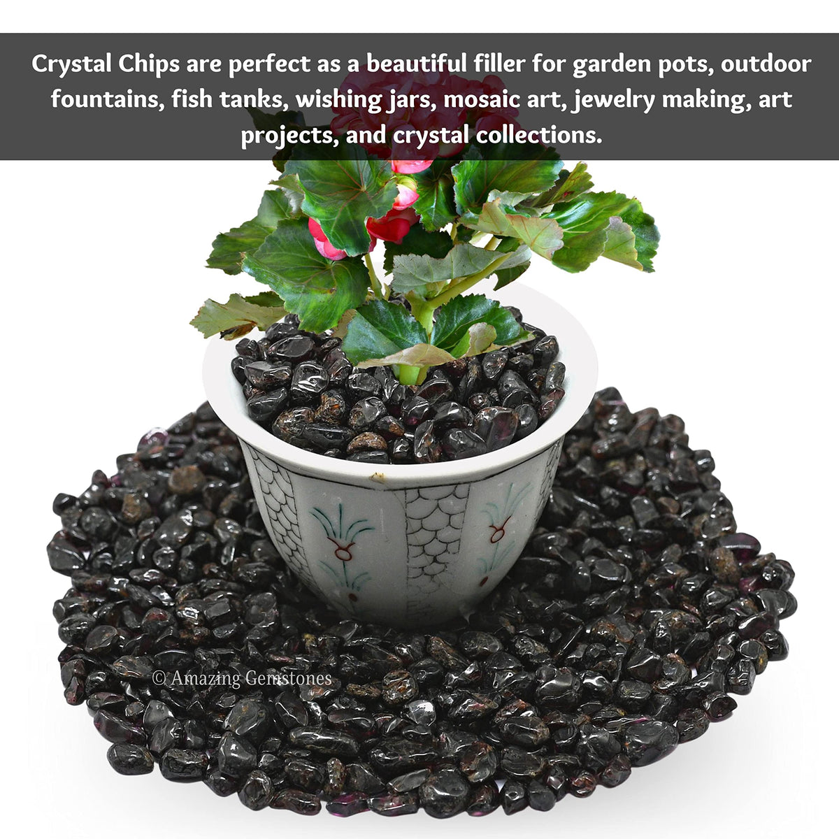 Amazing Gemstone Garnet Crystal Chips Aquarium Gravel Rocks - 1000+ Carat Garnet Chips Bulk Fish Tank Gravel, Small Tumbled Stone Chips and Tiny Crystals for Decoration (Natural AAA Grade Gemstones)
