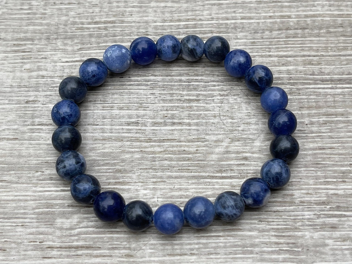 GAF TREASURES Sodalite Crystal Bead Bracelet 8mm, Genuine Sodalite Stretch Gemstone Bracelet, Healing Crystal Bracelet, Gift for Men & Women (1)