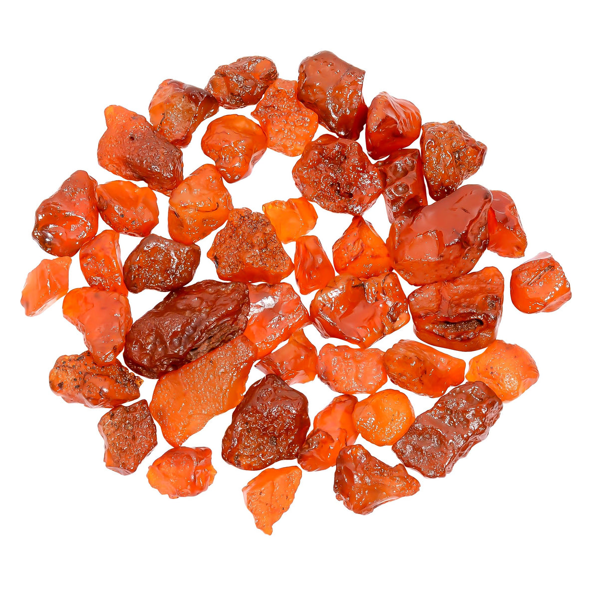 GEMKORA 100 carats Raw Carnelian Rough Gemstone, Natural Crystals, Healing Stones, Wholesale Lot, Jewelry Making Supply, 14 to 20 mm, 8 to 10pcs