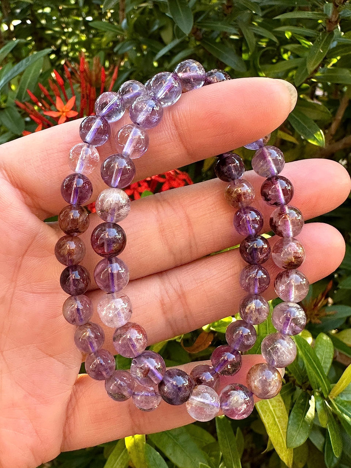 GAF TREASURES Super 7 Crystal Bead Bracelet 7-8mm, Genuine Super 7 Stretch Gemstone Bracelet, Healing Crystal Bracelet, Gift for Men & Women (1)