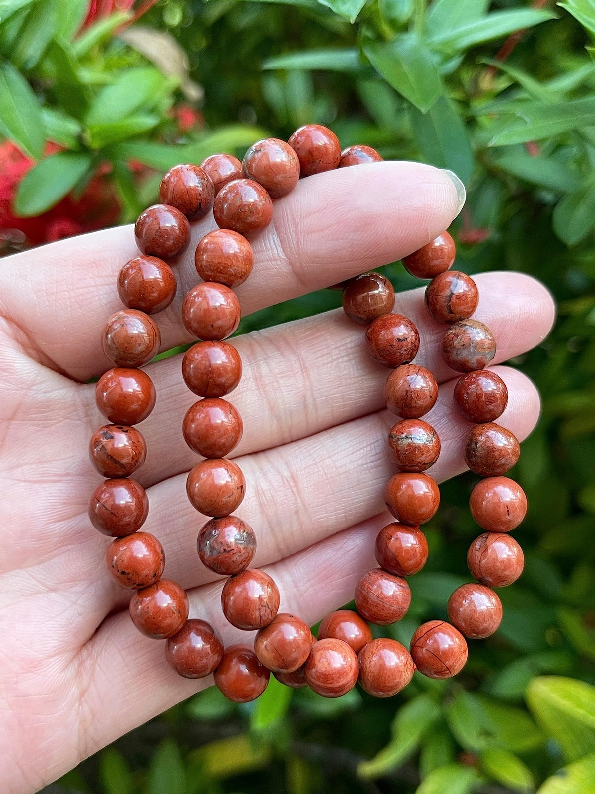 GAF TREASURES Red Jasper Crystal Bead Bracelet 8mm, Genuine Red Jasper Stretch Gemstone Bracelet, Healing Crystal Bracelet, Gift for Men & Women (1)