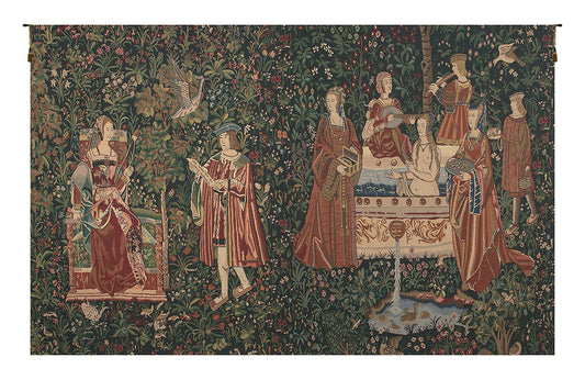 C Charlotte Home Furnishings Inc Bath and Reading in the Garden Belgian Tapestry Wall Hanging | Viscose Cotton and Polyester Blend Wall Art | 69 in. x 112 in | Home Decor Accents