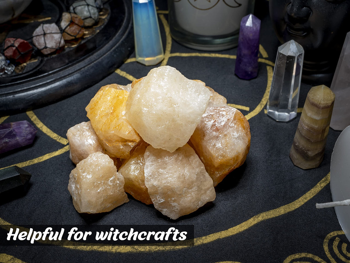 Crocon 1LB Yellow Aventurine Rough Bulk Natural Stone Raw Gemstone Tumbling Cabbing Polishing Mining Chakra Healing Balancing Reiki and Crystal Healing Good Luck Home Office Decor