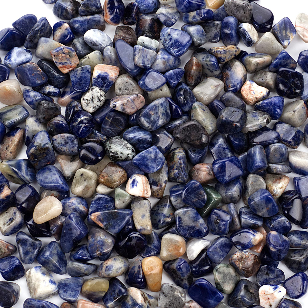 Cherry Tree Collection 1/2 Pound Polished Tumbled Gemstone Chips, Pebbles, Crystal Chips Bulk for Jewelry Making, Healing, Plants, Succulents, Aquariums, Decoration, Chakra (Sodalite-L)