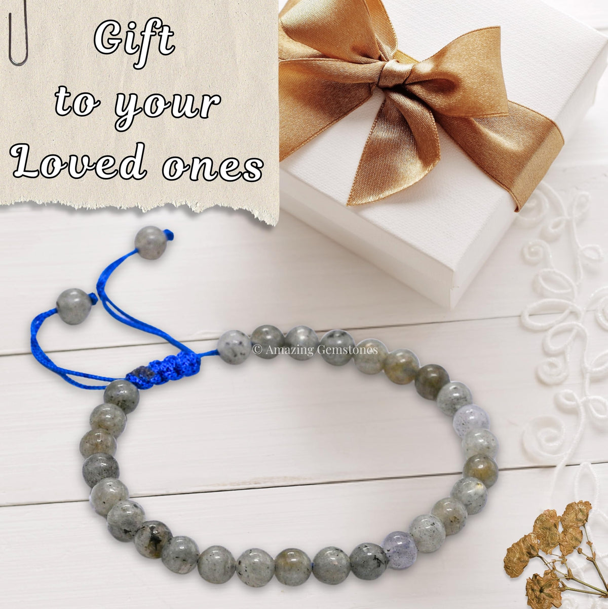 Amazing Gemstone Labradorite Bracelet, Gifts For Men & Women - Protection Healing Crystal Bracelet - 6mm Gemstone Beaded Adjustable Bracelet, Pulseras Para Hombres Mujer Stocking Stuffers