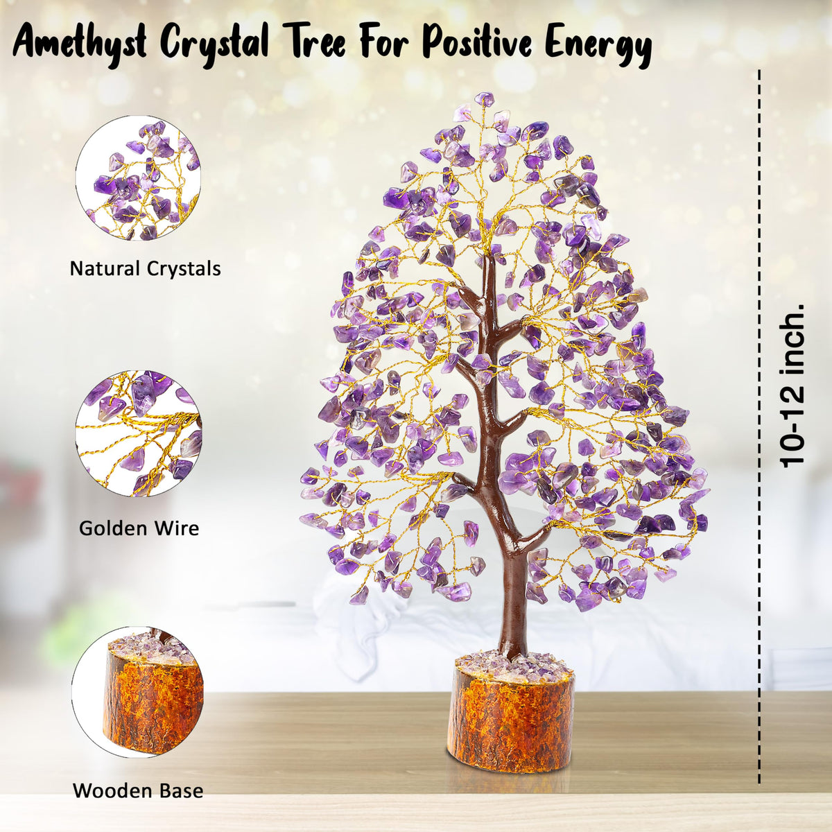 Crocon® Amethyst Tree of Life, Birthday Gifts for Women & Men, Purple House Decor for Shelf Healing Crystals, Spiritual Gift Purple Decor, House Warming Gifts New Home, Birthday Gift for Mom Sister