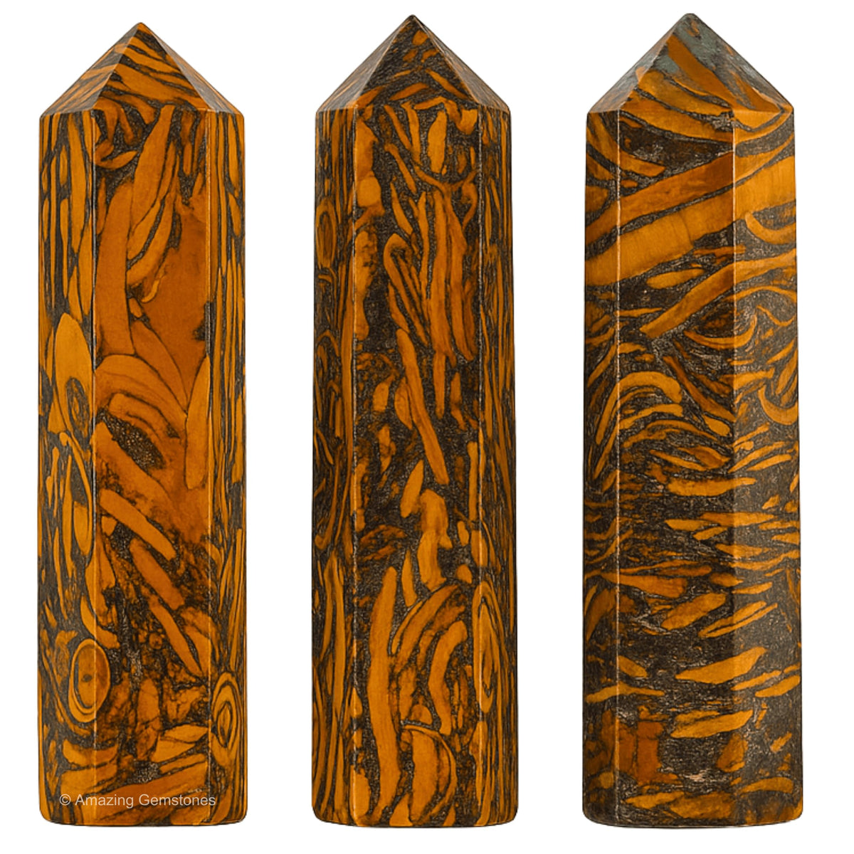 Amazing Gemstone Mariyam Jasper Crystal Points Bulk Healing Crystals and Stones - Pack of 3 Single Terminated Healing Wand Point Bulk Crystals for Crafts, Crystal Grid, DIY Work - Premium Crystals