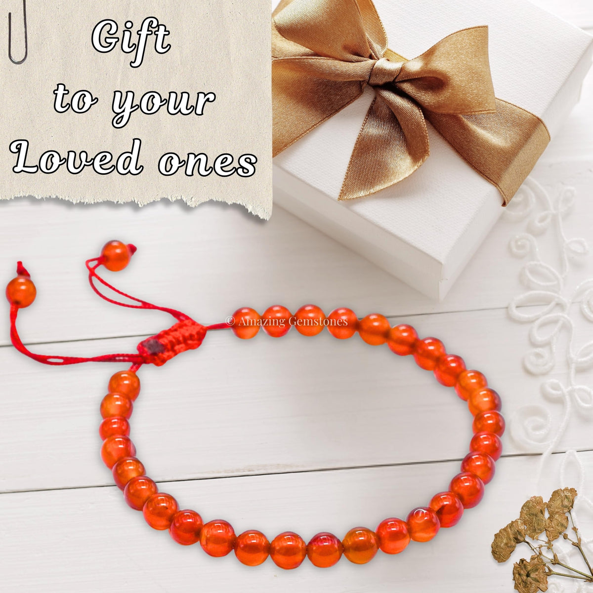 Amazing Gemstone Carnelian Bracelet for Women Men's Gifts - Protection Healing Crystal Bracelet - 6mm Gemstone Beaded Adjustable Bracelet Pulseras Para Hombres Mujer Stocking Stuffers
