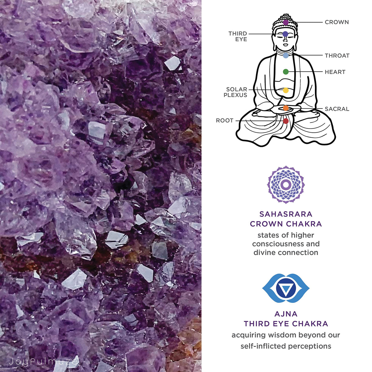 Joyfulmuze Stretch Bracelets, Natural Gemstones Amethyst, Citrine, Rose Quartz, Clear Crystal Quartz, Moomstone Peridot Teger Eyes, Handmade Gift for Women and Men (Amethyst Dark + Light)