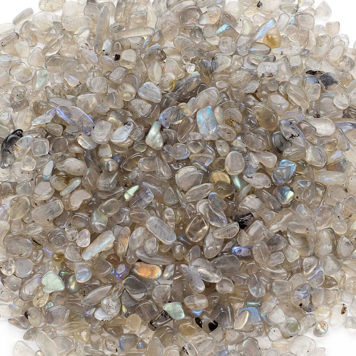 Cherry Tree Collection 1/2 Pound Polished Tumbled Gemstone Chips, Pebbles, Crystal Chips Bulk for Jewelry Making, Healing, Plants, Succulents, Aquariums, Decoration, Chakra (Labradorite)