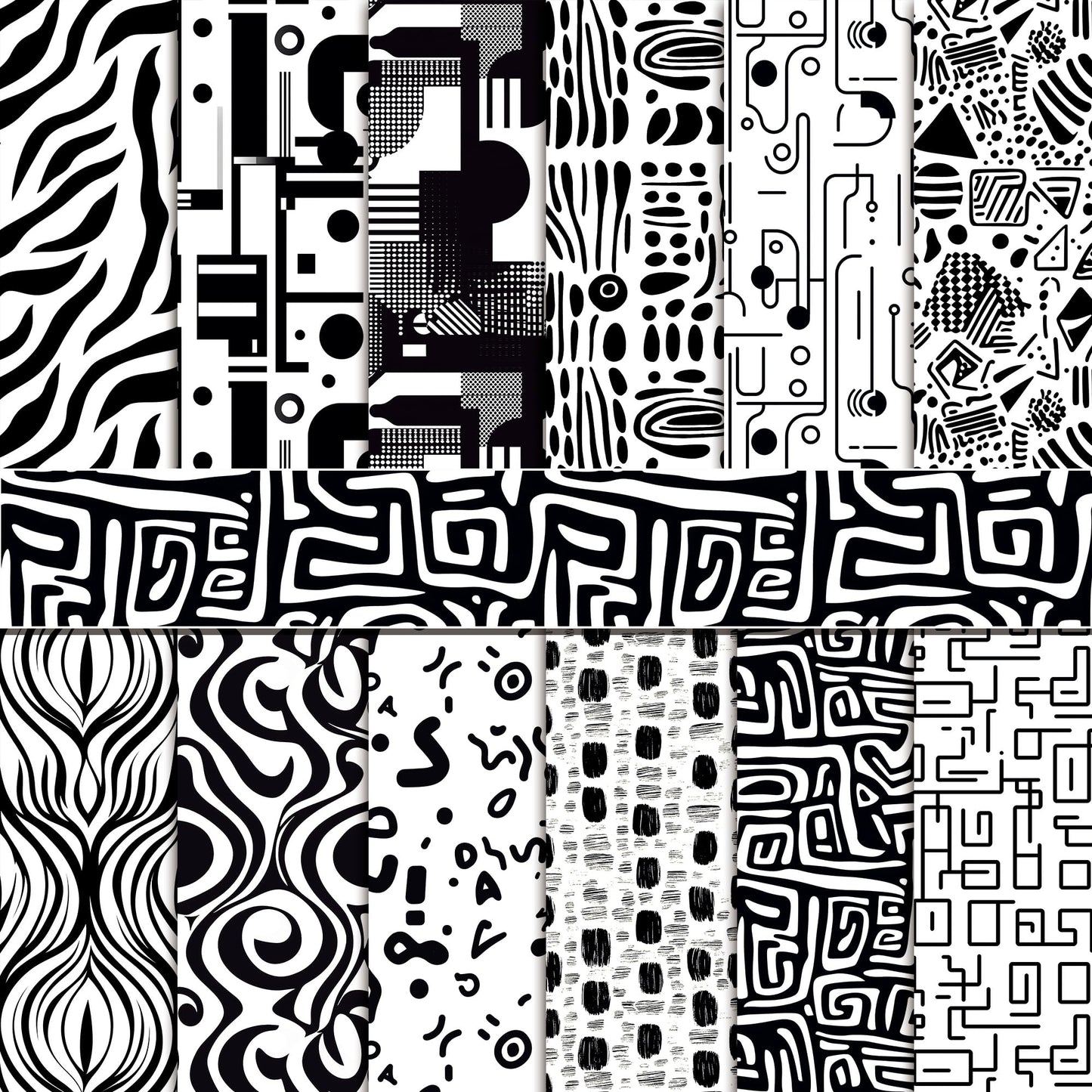 24 Sheets Black White Doodle Pattern Scrapbook Paper 12x12 Doodle Scrapbook Specialty Paper Black White Hand-Drawn Style Double-Sided Cardstock Pack for Scrapbooking Background Card Making Origami DIY
