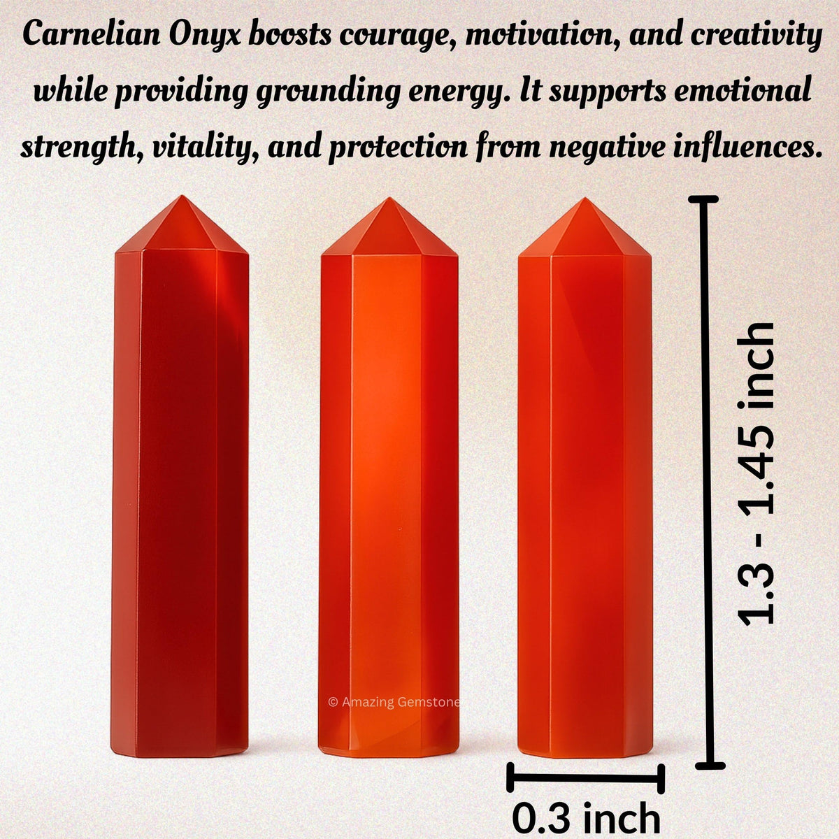 Amazing Gemstone Red Onyx Crystal Points Bulk Healing Crystals - Pack of 3 Single Terminated Healing Wand Point Bulk Crystals for Crafts, Crystal Grid, DIY Work - Premium Crystals for Beginners Gifts
