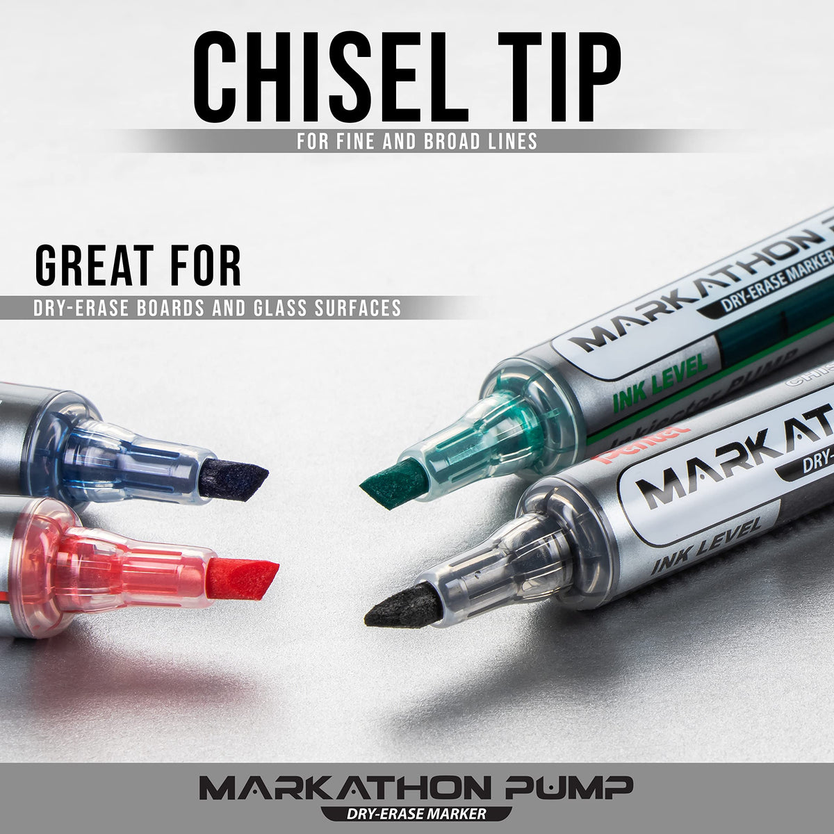 Pentel Markathon Pump Dry Erase Marker, Chisel Tip, Red Ink, 12 Pack (MWL6SX-B)