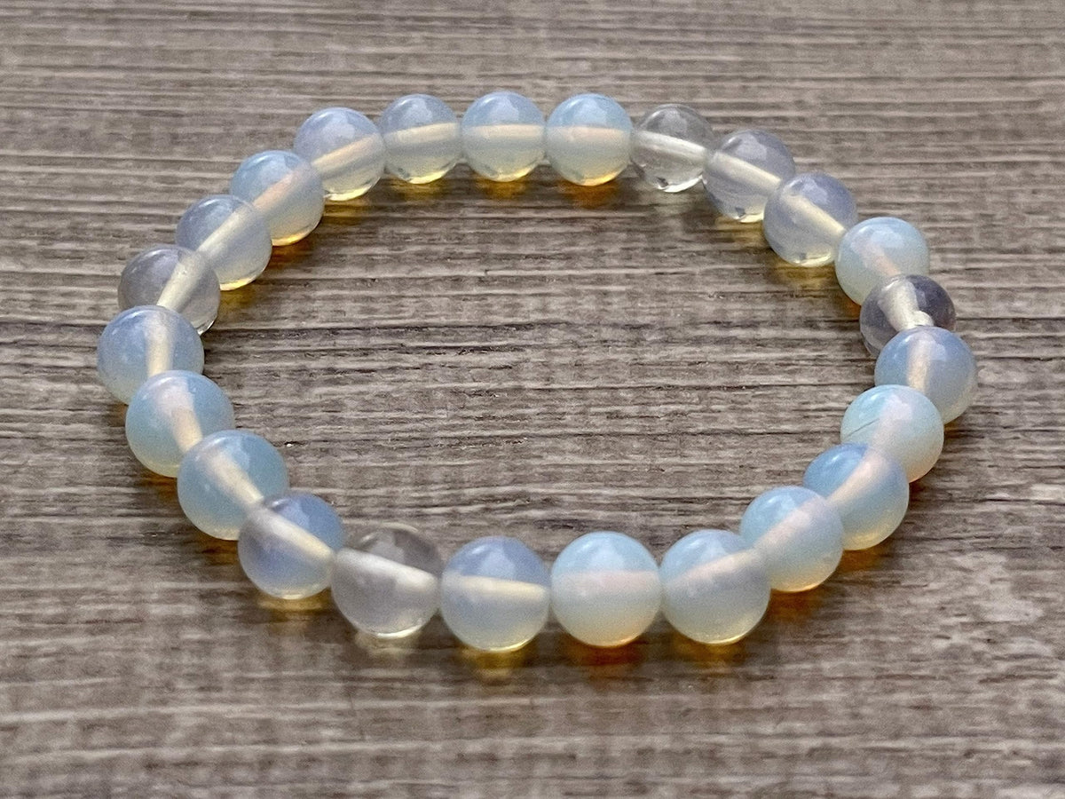 GAF TREASURES Opalite Crystal Bead Bracelet 8mm, Genuine Opalite Stretch Gemstone Bracelet, Healing Crystal Bracelet, Gift for Men & Women (1)