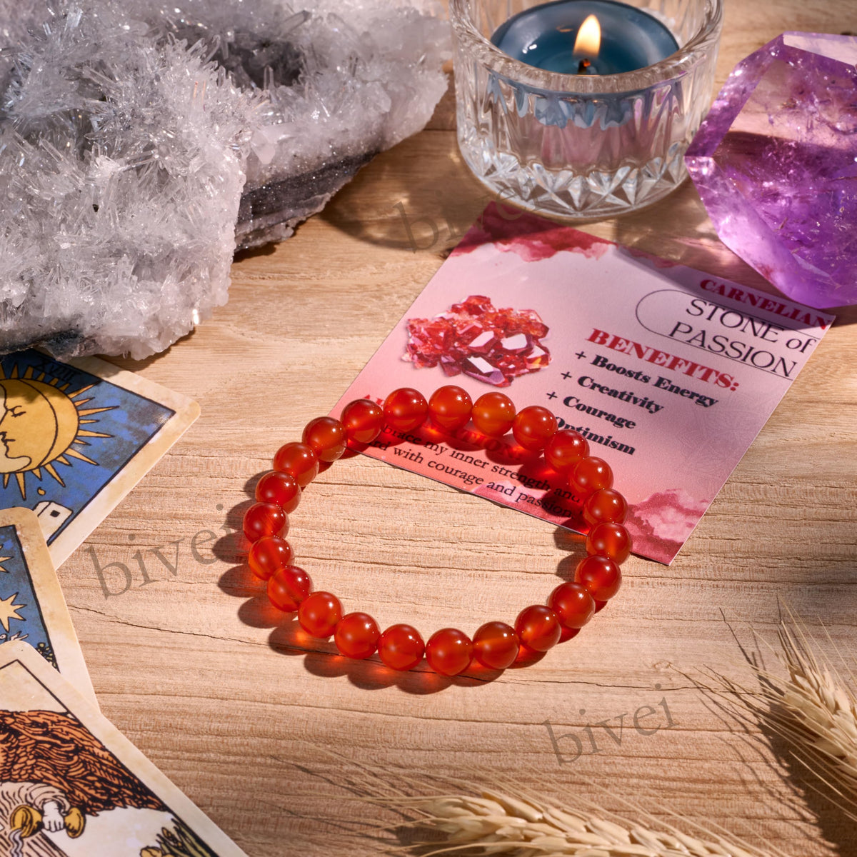 Carnelian - Passion - 8mm Beaded Bracelets for Women Handmade Semi Precious Natural Stone Stretch Elastic Jewelry Yoga Protection Gifts