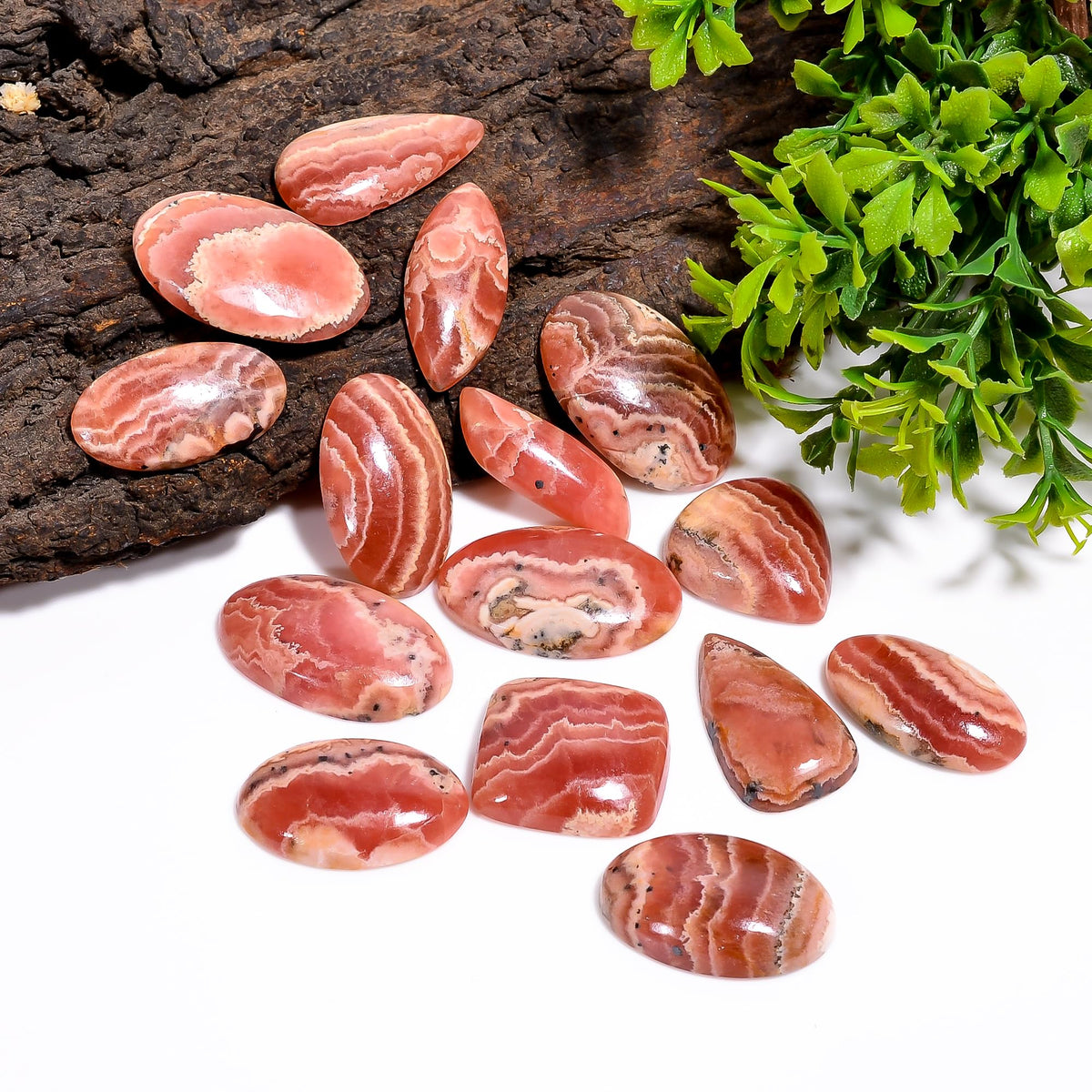 GEMKORA 3pcs Natural Pink Rhodochrosite Cabochon Gemstones Wholesale Lot Jewelry Making, Loose Crystals Supply, Healing Stones, Mix Pack, Crystals, Bulk Deal, Stones, 18 to 25mm