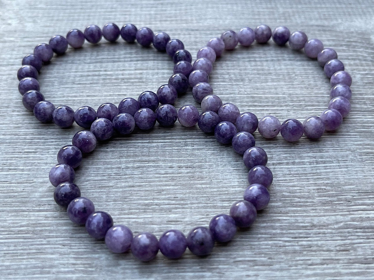 GAF TREASURES Lepidolite Crystal Bead Bracelet 8mm, Genuine Lepidolite Stretch Gemstone Bracelet, Healing Crystal Bracelet, Gift for Men & Women (1)