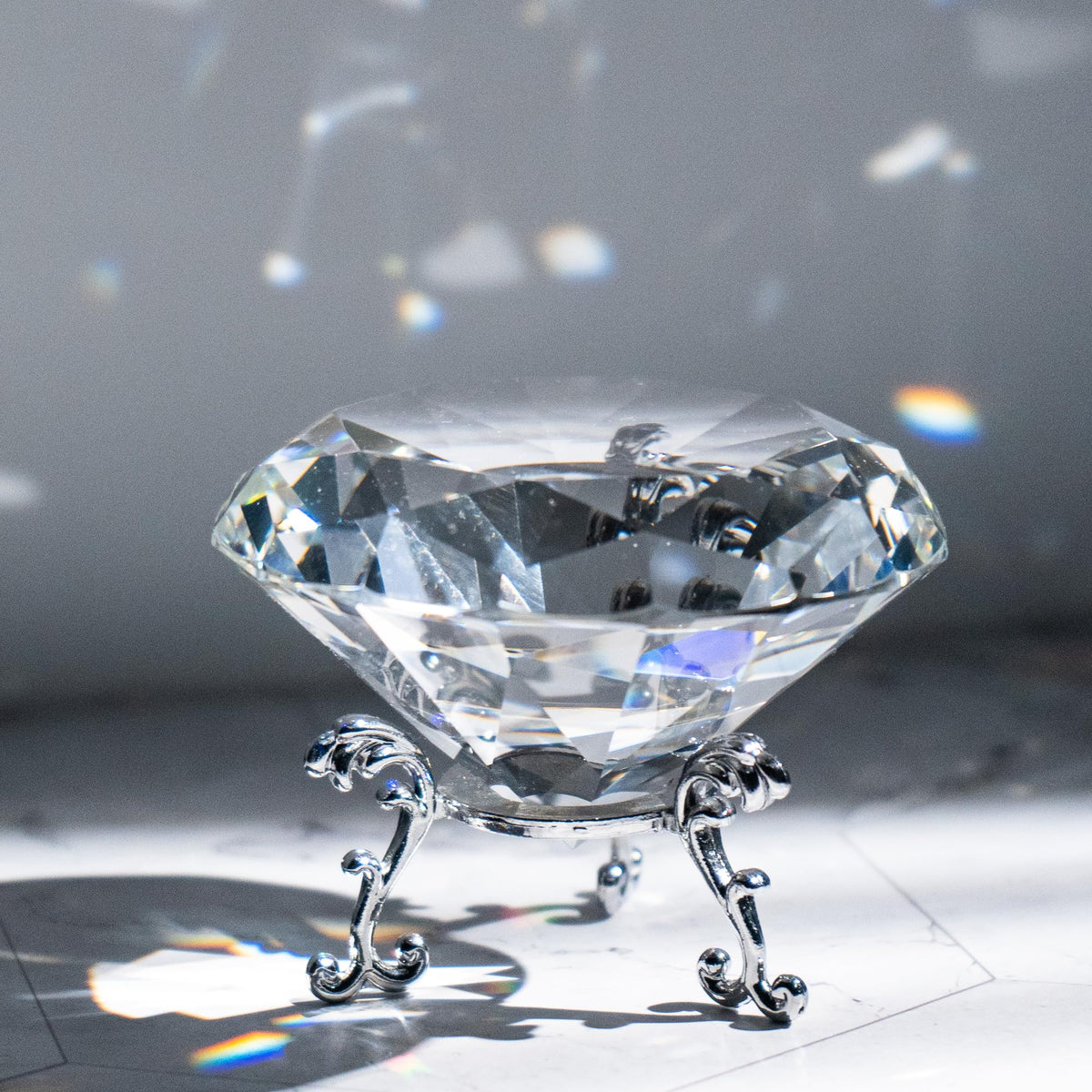 QIANCHANG 80mm Crystal Diamond Paperweight Large Faceted Glass Diamond Prism Jewel Gemstone for Home Wedding Table Decoration(Clear)