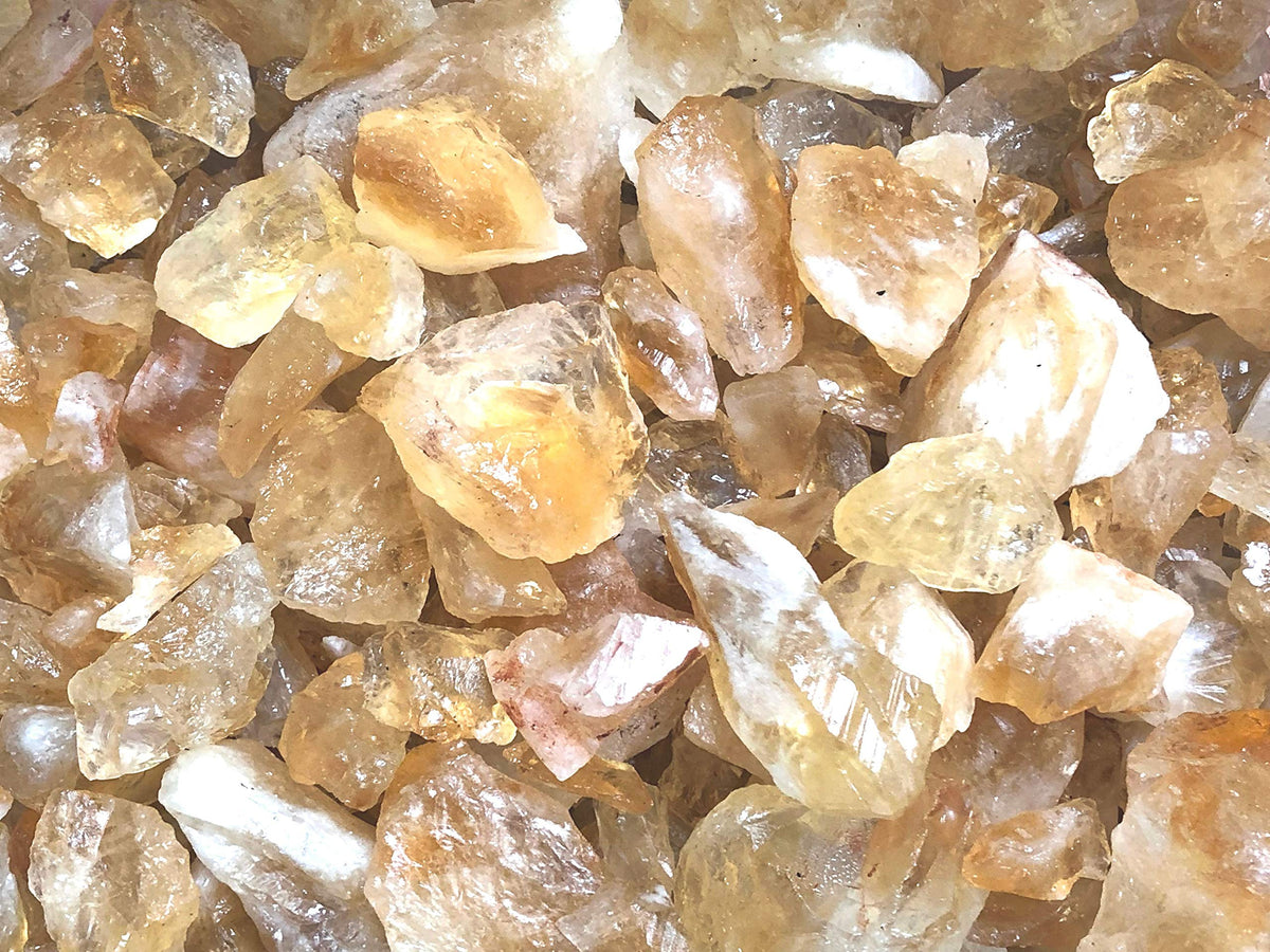 Zentron Crystal Collection: Rough Citrine Crystal Stone, Comes with Velvet Bag (1/2 Pound)