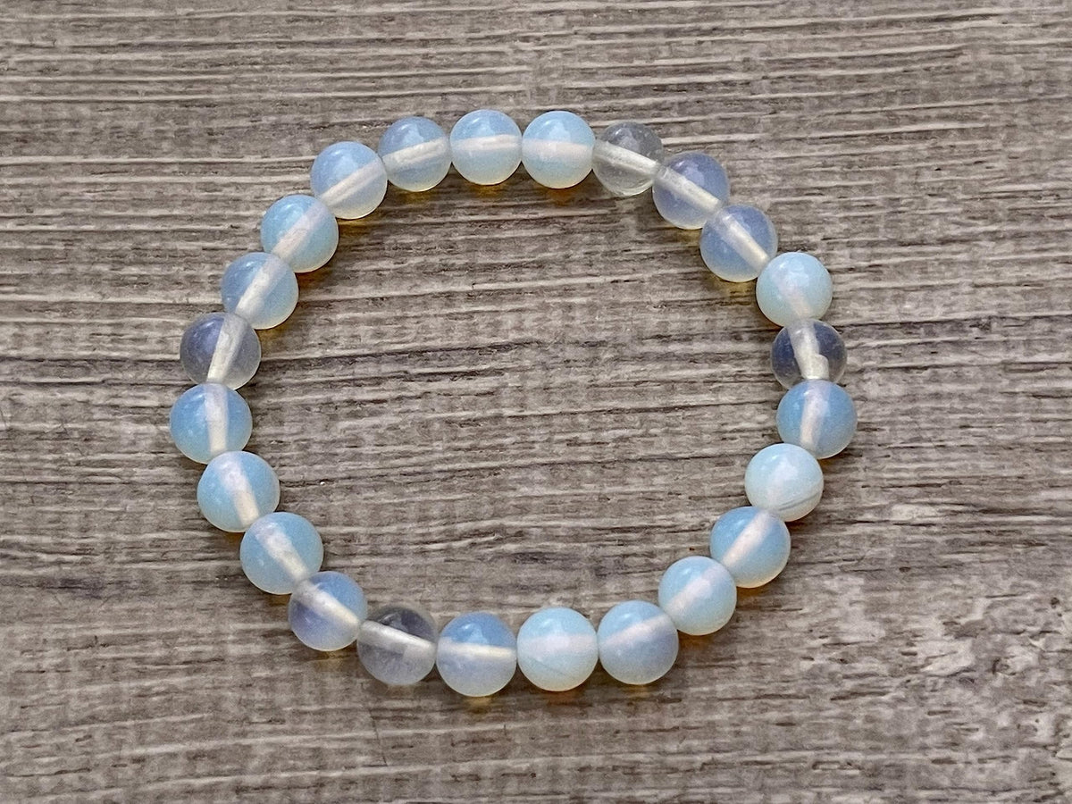 GAF TREASURES Opalite Crystal Bead Bracelet 8mm, Genuine Opalite Stretch Gemstone Bracelet, Healing Crystal Bracelet, Gift for Men & Women (1)